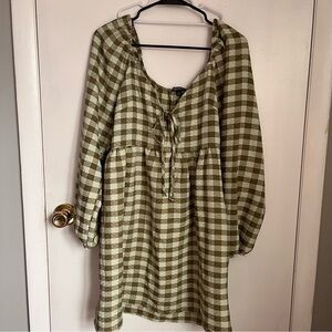 Women’s/Juniors Wild Fable Tie Front Long Sleeve Gingham Mini Dress